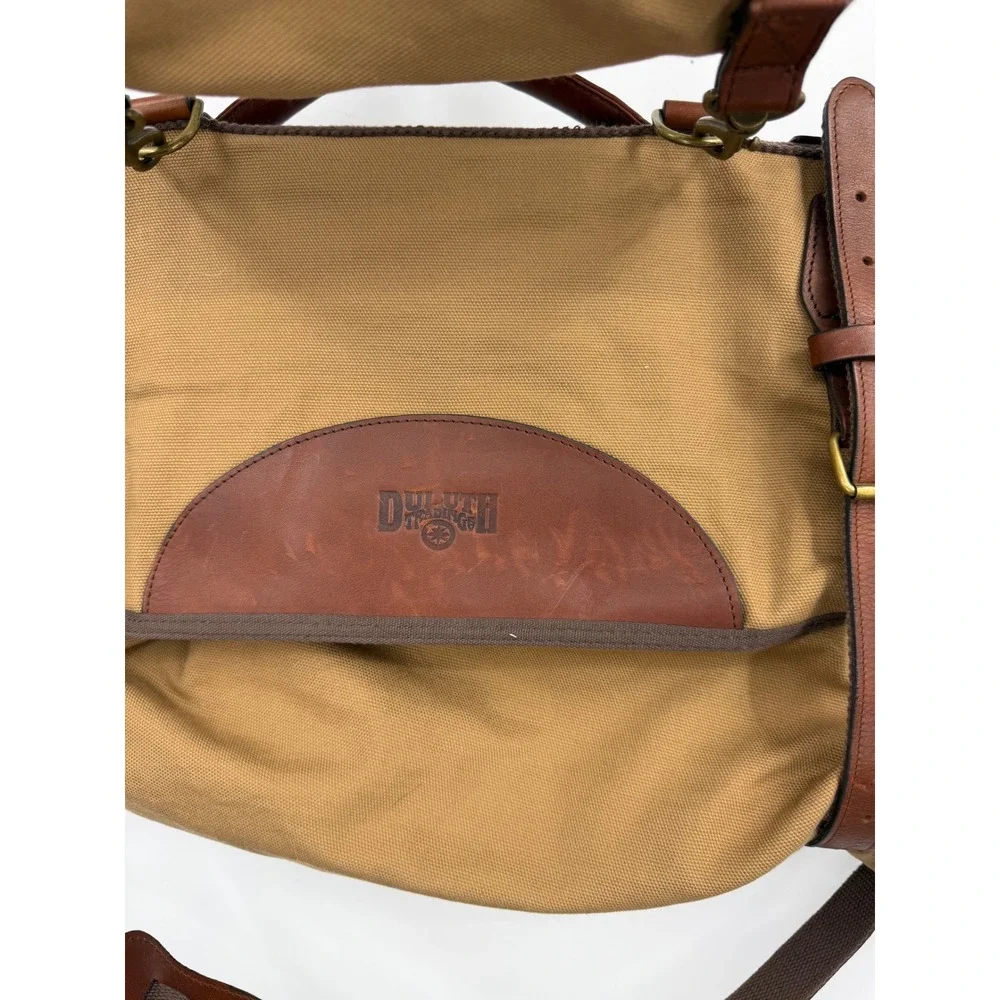 Duluth Trading Co Fire Hose Canvas Garment Bag one night stand Tan Leather Trim